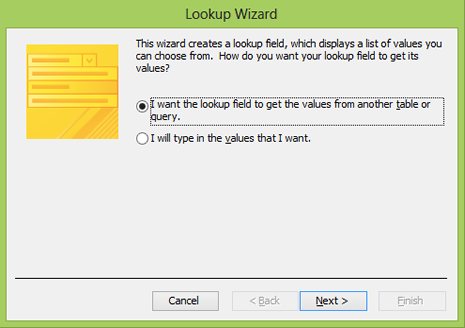 Microsoft Access lookup wizard (2010 Version).