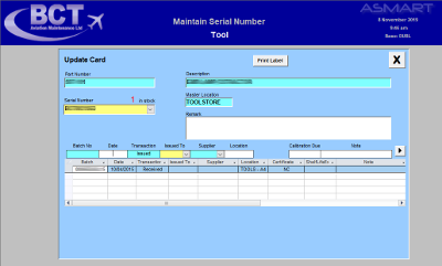 BCT Aviation Parts Screen, Engineering