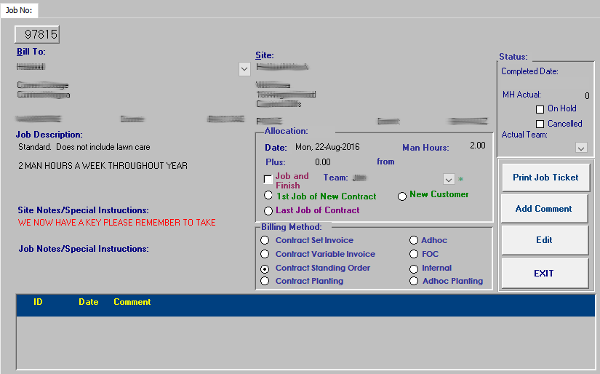 Edens Landscapes Database, Clients, Jobs, Invoicing