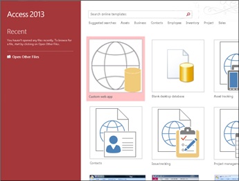 Access 2013 file menu