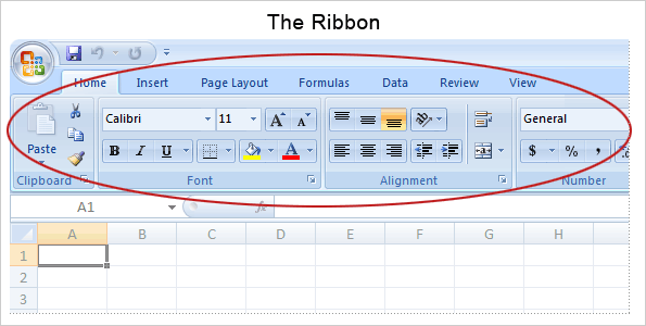 Microsoft Excel ribbon