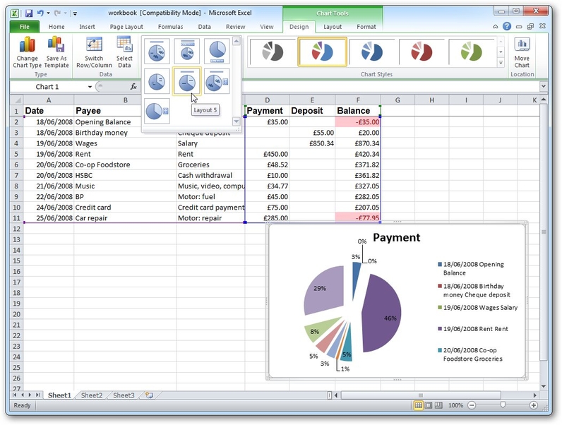 Microsoft Excel 2010 filter window