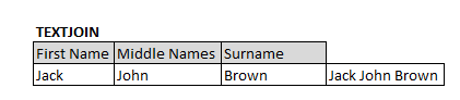 Microsoft Excel 2019 TEXTJOIN function