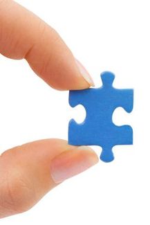 Holding puzzle piece - right side