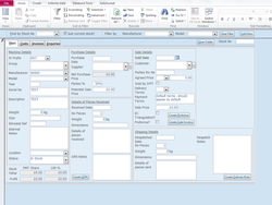 Demo of the main screen from our stock management database