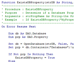 Microsoft VBA code window displaying custom function