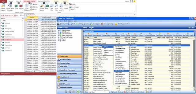 Linking MS Access to Sage